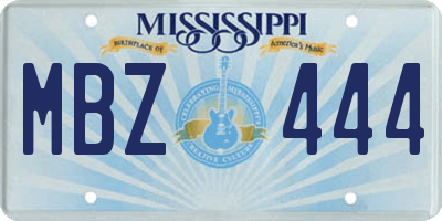 MS license plate MBZ444