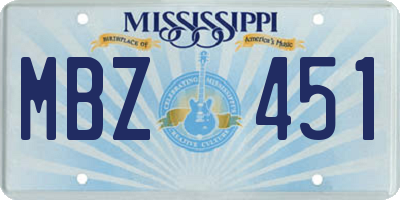 MS license plate MBZ451