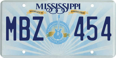 MS license plate MBZ454