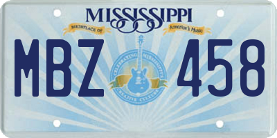 MS license plate MBZ458