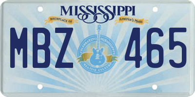 MS license plate MBZ465