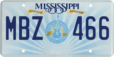 MS license plate MBZ466