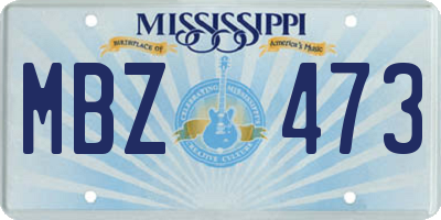 MS license plate MBZ473