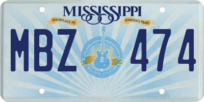 MS license plate MBZ474