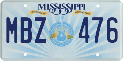 MS license plate MBZ476