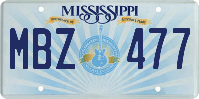 MS license plate MBZ477