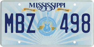 MS license plate MBZ498