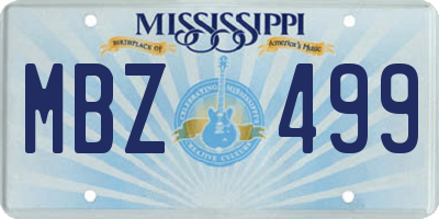 MS license plate MBZ499
