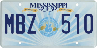 MS license plate MBZ510