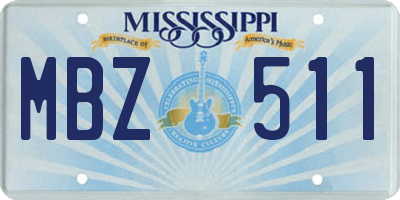 MS license plate MBZ511