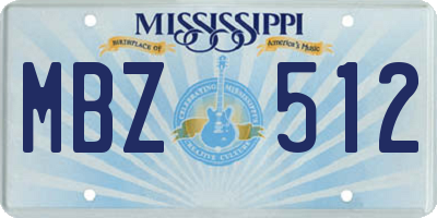 MS license plate MBZ512