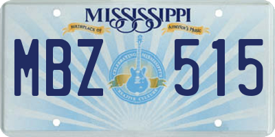 MS license plate MBZ515