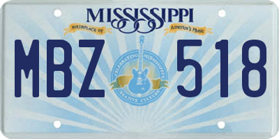 MS license plate MBZ518