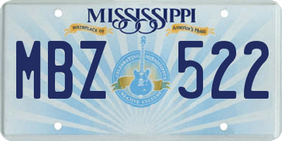 MS license plate MBZ522
