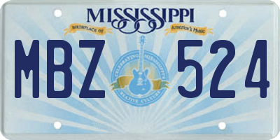 MS license plate MBZ524