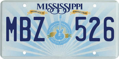 MS license plate MBZ526
