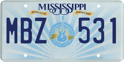 MS license plate MBZ531