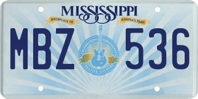 MS license plate MBZ536