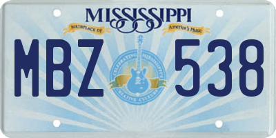 MS license plate MBZ538