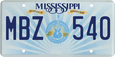 MS license plate MBZ540