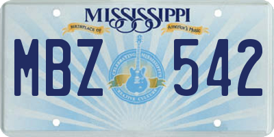 MS license plate MBZ542
