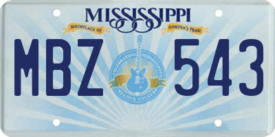 MS license plate MBZ543