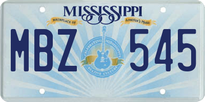 MS license plate MBZ545