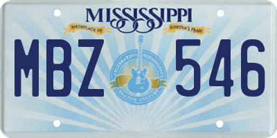 MS license plate MBZ546