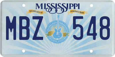 MS license plate MBZ548