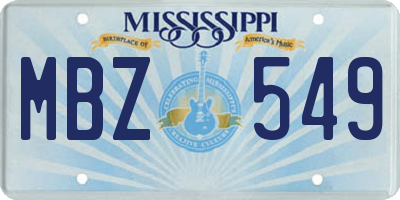 MS license plate MBZ549