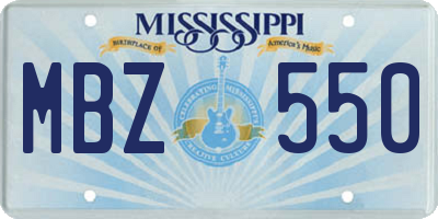 MS license plate MBZ550