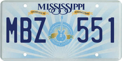 MS license plate MBZ551