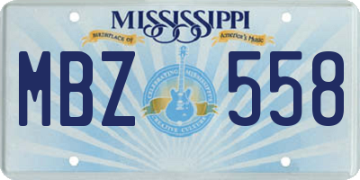 MS license plate MBZ558