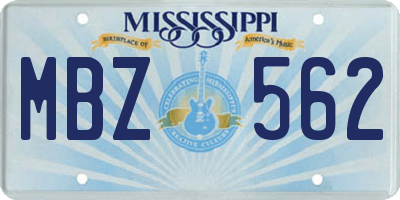 MS license plate MBZ562