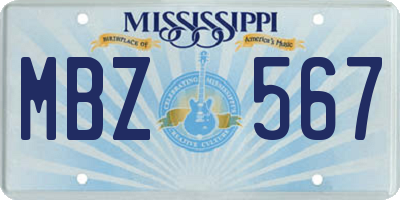 MS license plate MBZ567
