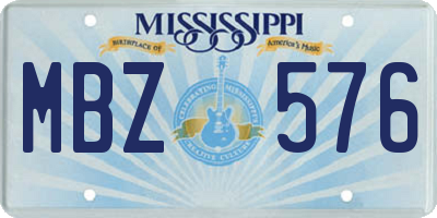 MS license plate MBZ576