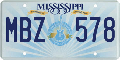MS license plate MBZ578