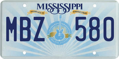 MS license plate MBZ580