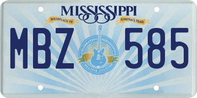 MS license plate MBZ585