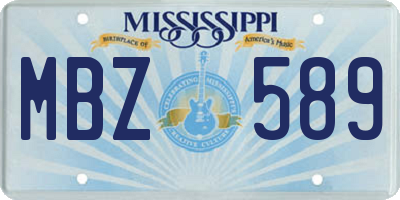 MS license plate MBZ589