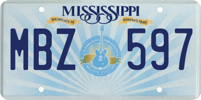 MS license plate MBZ597