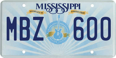 MS license plate MBZ600
