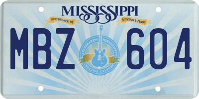 MS license plate MBZ604