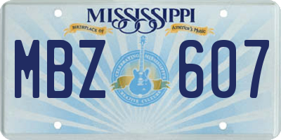 MS license plate MBZ607