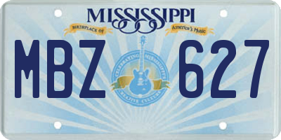 MS license plate MBZ627