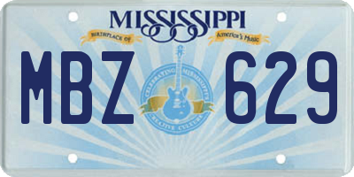 MS license plate MBZ629