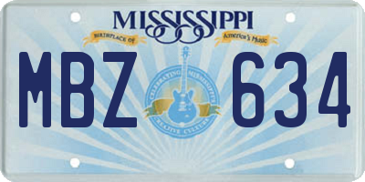 MS license plate MBZ634