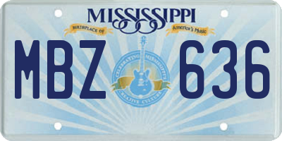 MS license plate MBZ636