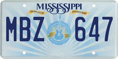 MS license plate MBZ647
