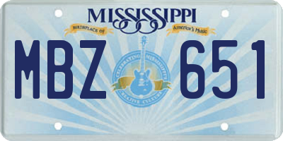 MS license plate MBZ651